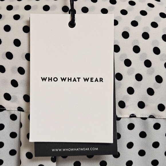 Who What Wear Blouse Womens Size 3X Polka Dot Button Front Black White NWT - Picture 8 of 10